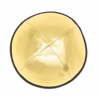 Additional picture of iKippah Gold Leather with Black Rim Size 16cm