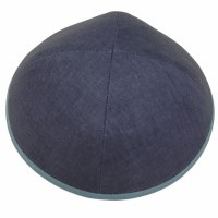 Additional picture of iKippah Slate Linen with Sea Green Rim Size 18cm