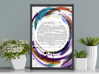 Additional picture of Ketubah Painted Circles Design
