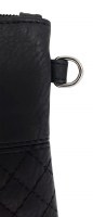 Additional picture of Tefillin Bag Faux Leather Black Quilted Design with Carrying Strap