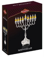 Additional picture of Silver Plated Oil Menorah 11.5"H