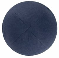 Additional picture of iKippah Navy Linen with Crocodile Rim Size 4