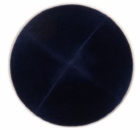 Additional picture of iKippah Navy Velvet with Beige Linen Rim Size 5