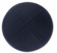 Additional picture of iKippah Navy Wool with Brown Leather Rim Size 5