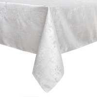 Additional picture of Jacquard Tablecloth White and Silver Abstract Pattern 70" x 108"