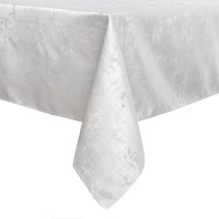 Additional picture of Jacquard Tablecloth White and Silver Abstract Pattern 54" x 72"