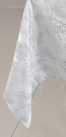 Additional picture of Jacquard Tablecloth White and Silver Shimmer Brushstroke Pattern 70" x 160"