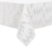 Additional picture of Velvet Tablecloth White Silver Dotted Print 70" x 120"