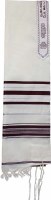 Additional picture of Tallis Traditional Lurex Wool Size 45 Maroon and Silver Stripes 42" x 64"