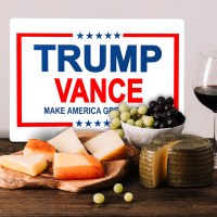 Additional picture of Trump Cutting Board Tempered Glass Large Size Poster Design 15.5" x 11.25"
