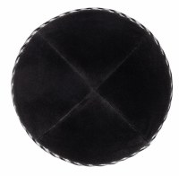 Additional picture of iKippah Black Velvet with Black and White Gingham Rim Size 4