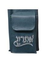 Additional picture of Vinyl Lulav Holder Attached Esrog Pouch with Carrying Handle Accented with Gray Embroidery Aqua