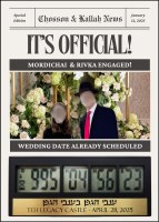 Additional picture of Personalized Tabletop Wedding Engagement Countdown Clock Newspaper Design 5" x 7"