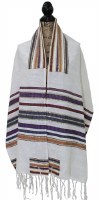 Additional picture of Hand Woven Tallis Multi Color Striped Design by Yair Emanuel