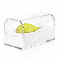 Additional picture of Lucite Esrog Box Dome Magnetic Cover Clear 4.5" x 8.5"