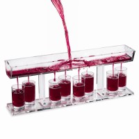 Additional picture of Lucite Rectangle Kiddush Wine Fountain Large Kiddush Cup with 8 Small Cups Clear 15.5"