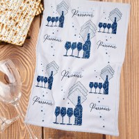 Additional picture of Cotton Hand Towel Passover Mosaic Design White