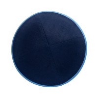 Additional picture of iKippah Navy Linen with Sky Blue Rim Size 3