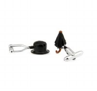 Additional picture of Black Umbrella and Hat Cufflinks