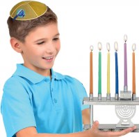 Additional picture of Light Up Chanukah Clips LED Menorah Theme 2 Pack