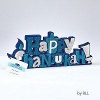Additional picture of "Happy Chanukah" Foam Self Standing Table Top Decoration with Glitter Accents