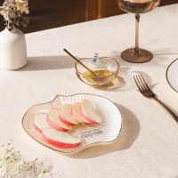 Additional picture of Rippled Glass Apple Dish Gold Accent