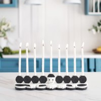 Additional picture of Resin Candle Menorah Hand Painted Cookies Design 12"