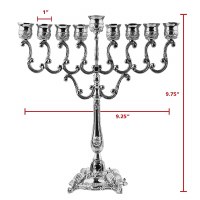 Additional picture of Silver Plated Oil Menorah Traditional Design 10"