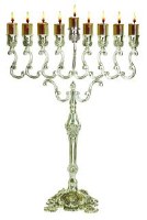 Additional picture of Oil Menorah Silver Plated Traditional Design Extra Large