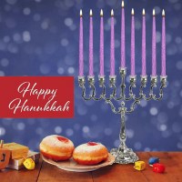 Additional picture of Scented Chanukah Candles Lavender Scent Purple 45 Count