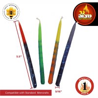 Additional picture of Beeswax Chanukah Candles Bold Colors 45 Count