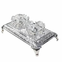 Additional picture of Silver Plated Raised Tealight Holder Intricate Design