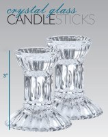 Additional picture of Crystal Candlesticks 3" Round Base with Fluted Design