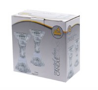 Additional picture of Crystal Candlesticks 5" Pinched Fluted Cylinder
