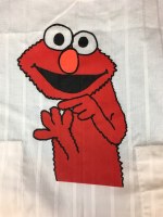 Additional picture of Cotton Tzitzis with Silk Screened Red Furry Character Design Size 2