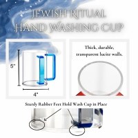 Additional picture of Round Lucite Wash Cup Colored Rectangle Handles Dark Blue 5"