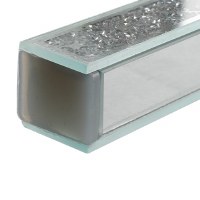 Additional picture of Glass Mezuzah Case Mirror Plate Crushed Stones Accent Silver 20cm