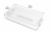 Additional picture of Lucite Rectangle Challah Bread Tray Silver Handles 7" x 13"