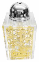 Additional picture of Crystal Salt and Pepper Shaker Set Gold Jerusalem Scene Design