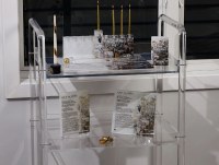 Additional picture of Lucite Menorah Painted Jerusalem Design 13.5"