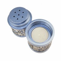 Additional picture of Yair Emanuel Travel Havdallah Set Laser Cut Pomegranate Design Blue
