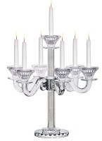 Additional picture of Crystal Candelabra 7 Branch Classic Style Designed with Clear Crystals in Stem Round 2 Tier Base 14"