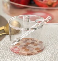 Additional picture of Lucite Round Honey Dish Colorful Painted Base