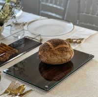 Additional picture of Lucite Glass Challah Board Wood Look Design 16" x 11"