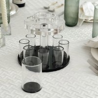 Additional picture of Lucite Kiddush Wine Fountain Large Kiddush Cup with 8 Small Cups Black 11"