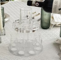 Additional picture of Lucite Kiddush Wine Fountain Large Kiddush Cup with 8 Small Cups White 11"