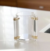 Additional picture of Lucite Wash Cup Elegant Handles Gold Accent 5"