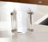 Additional picture of Lucite Wash Cup Elegant Handles Silver Accent 5"