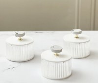 Additional picture of Corrugated Lucite Stackable Dip Bowls with Leatherette Handle Covers 3 Pack