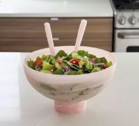 Additional picture of Resin Salad Bowl Raised Design Rose Haven 11"